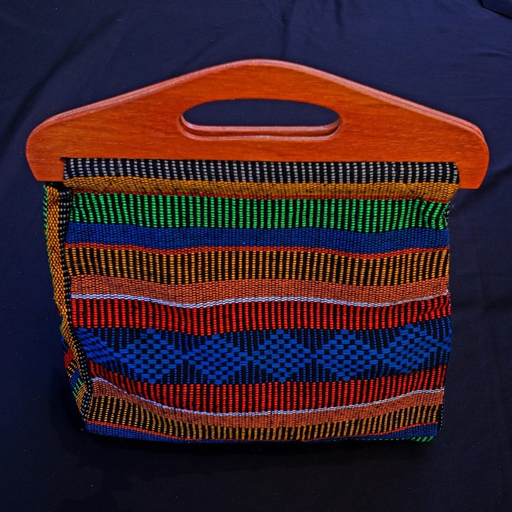 Recycled wooden handle artisan handmade satchel